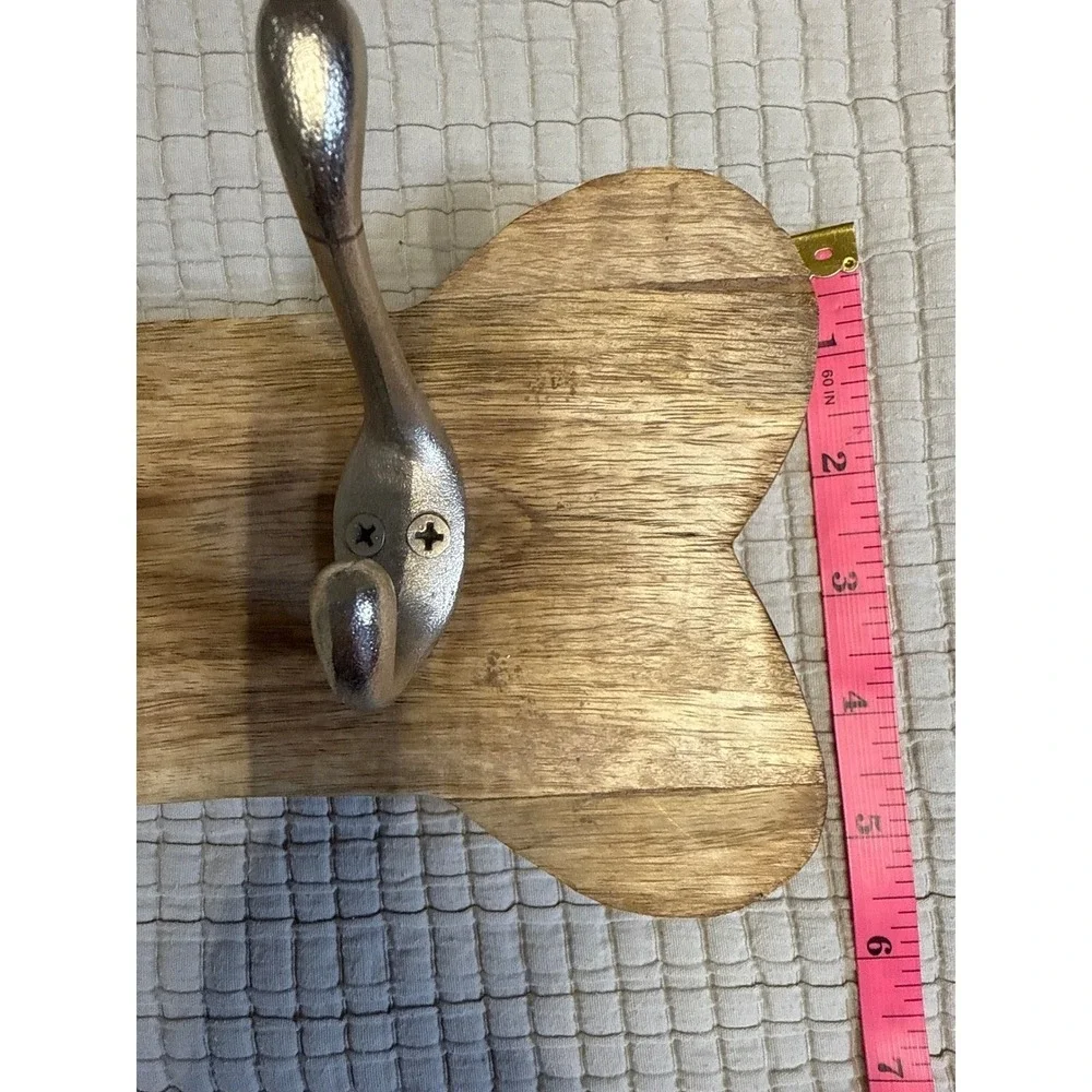 Dog Bone Wood‎ Wall Hook Rack Leash Holder Hat Coat key Silver Double Hooks Rack